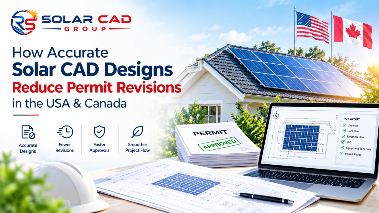 How Accurate Solar CAD Designs Reduce Permit Revisions in the USA & Canada.